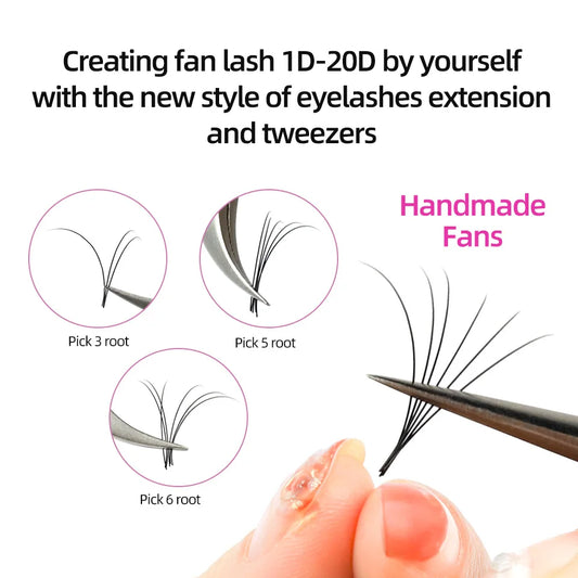 RUJADE 0.03 0.05 0.07 Russian Volume Eyelashes Extension Individual Handmade Lashes Fans Silk False Mink Eyelash Pinching Fans