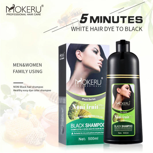 Mokeru Organic Natural Fast Hair Dye Only 5 Minutes Noni Plant Essence Black Hair Color Dye Shampoo For Cover Gray White Hair Cindorium