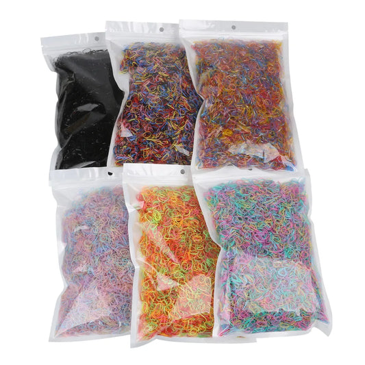 Mini Hair Elastics Bulk Bag – 1000pcs Soft Rubber Bands for Girls & Kids