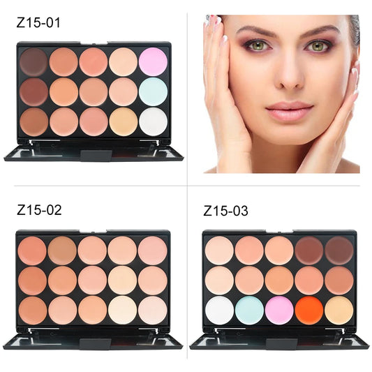 Cream Concealer & Contour Palette – 15 Shades, Full Coverage, Vitamin C & E | 92g