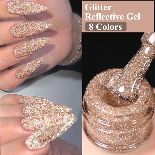 UR SUGAR 15ml Champagne Gold Sliver Reflective Glitter Gel Nail Polish Varnish Semi Permanent Soak Off UV Gel For Manicure Art Cindorium