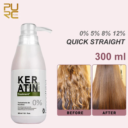 PURC 300ML Professional Keratin Hair Treatment Smoothing Repairing Frizz Curly Hair Straightening Brazilian Keratin Hair Care Cindorium