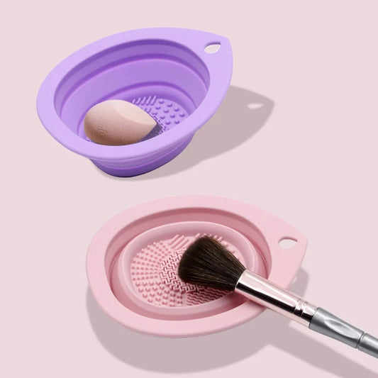 Silicone Makeup Brush Cleaner Folding Powder Puff Cleaning Bowl Eyeshadow Brushes Washing Soft Mat Beauty Tools Scrubber Box Cindorium
