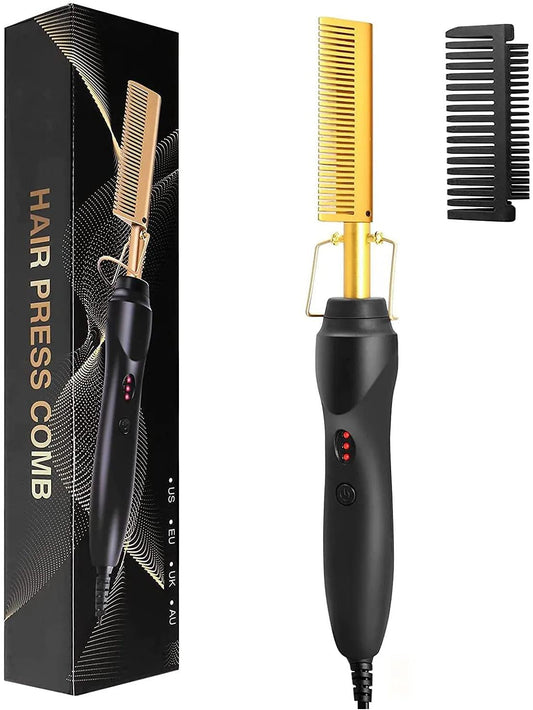 2 in 1 Hot Comb Hair Straightener Electric Heating Comb - Cindorium