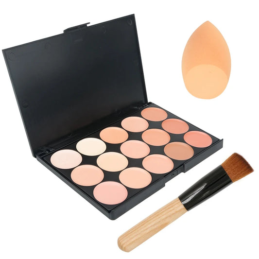 Cream Concealer & Contour Palette – 15 Shades, Full Coverage, Vitamin C & E | 92g