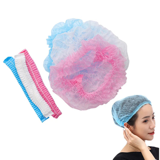 HOT 100 PCS Disposable Caps Shower Clear Waterproof Hat Pleated Anti Dust Hat Women  Bath Bonnet Hair Salon Beauty tools  Cindorium