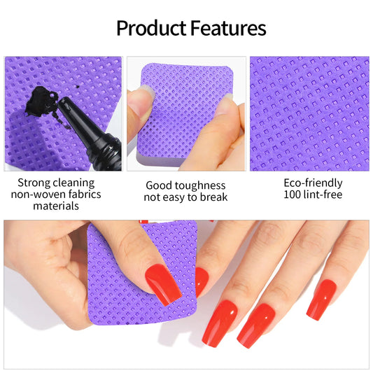 Lint-Free Nail Polish Remover Cotton Wipes UV Gel Tips Remover Cleaner Paper Pad Nails Polish Art Cleaning Manicure Tools  Cindorium
