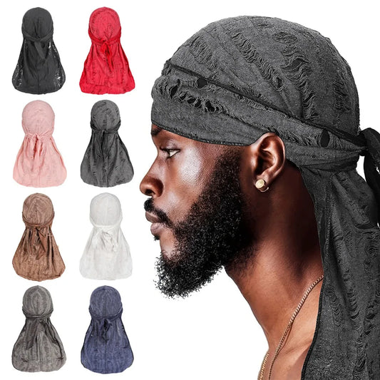 Textured Long-Tail Durag Head Scarf