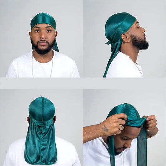 10-Piece Silky Durag Pack – Long Tail, Wide Straps, Wave Cap Liner | Men & Women
