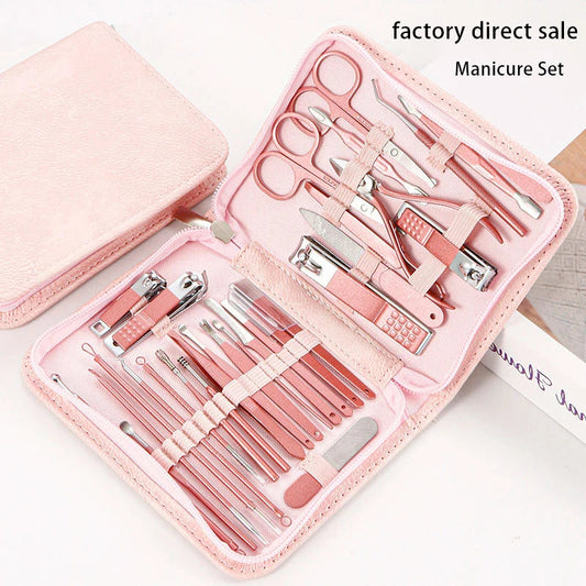 30 pcs Nail Clippers Manicure Tool Set, With Portable Travel Case, Cuticle Nippers And Cutter Kit, Professional Nail Clippers  Cindorium