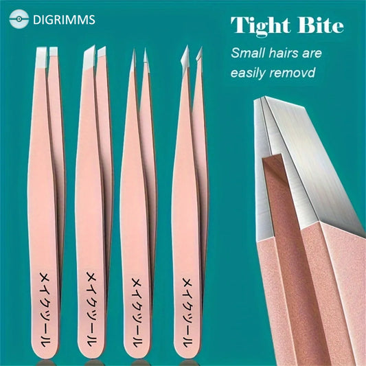 Professional Eyebrow & Hair Removal Tweezers Set – Stainless Steel | 1 or 4 Pcs