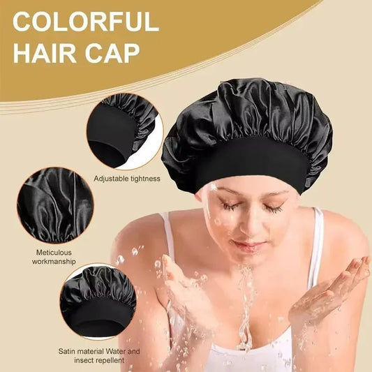 1pcs Soft Silk Satin Lined Bonnet Large Satin Hair Bonnet Household Sleep Shower Cap Hair Wrap Cover for Long Hair Salon Tool  Cindorium