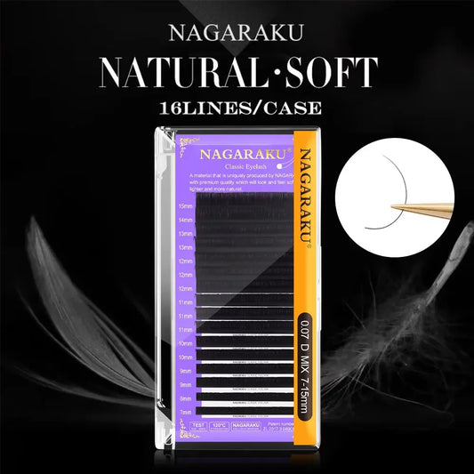 AGARAKU Classic Lash Extensions – 16‑Row Matte Black