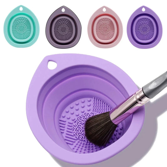 Silicone Makeup Brush Cleaner Folding Powder Puff Cleaning Bowl Eyeshadow Brushes Washing Soft Mat Beauty Tools Scrubber Box  Cindorium