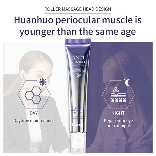 O'CHEAL Anti Wrinkle Anti Dark Circle Eye Cream Roller Massager Moisturizing Eye Bags Anti Aging Hyaluronic Acid Eye Skin Care  Cindorium