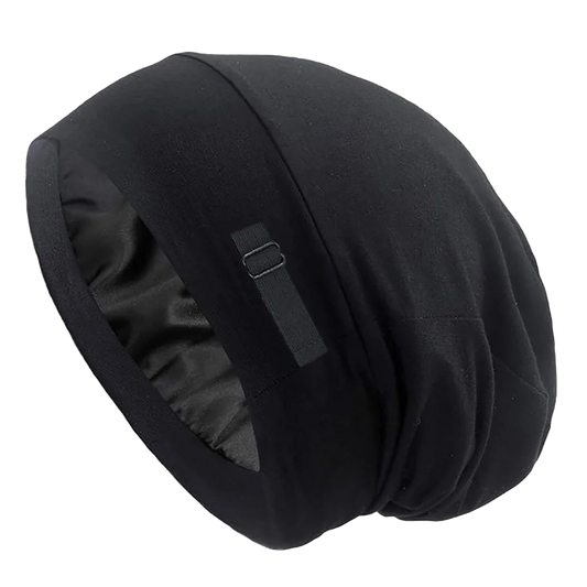Adjustable Sleep Cap for Braids & Curly Hair – Satin-Lined, Knit, Oversized Fit | 5 Colors