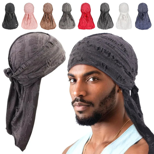 Textured Long-Tail Durag Head Scarf