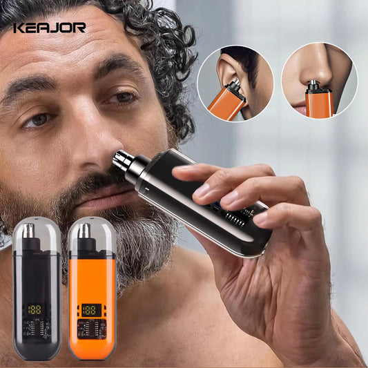 Rechargeable Electric Nose & Ear Hair Trimmer – 360° Blade, IPX7 Waterproof, USB-C | 2 Colors