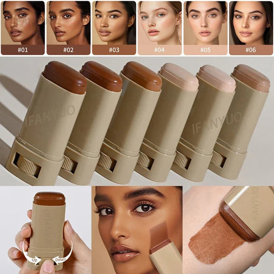 6Color Tinted Foundation Cream Stick Waterproof Lasting Oil-control Cover Acne Makeup Smooth Moisturize Concealer Serum Balm  Cindorium