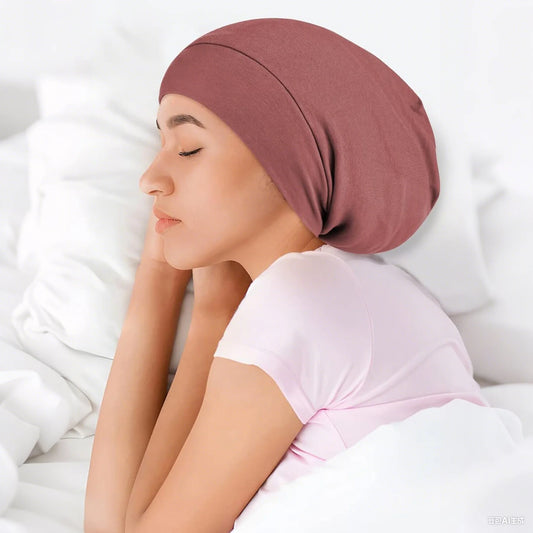 Adjustable Sleep Cap for Braids & Curly Hair – Satin-Lined, Knit, Oversized Fit | 5 Colors