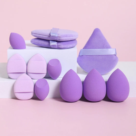 12-Piece All-Purpose Makeup Sponge Set, Made of 3 Loose Powder Puffs, 3 Mini Air Cushion Puffs, 3 Beauty Eggs and 3 Mini Beauty  Cindorium