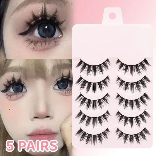 DINGSEN Manga Lashes – 5 Pairs Anime Wispy False Eyelashes DINGSEN Lashes Store