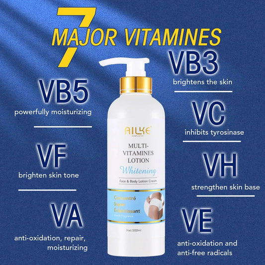 AILKE Multi Vitamin Whitening Body Lotion – Radiance Boost with Vitamins A, E, B3, B5 - Cindorium