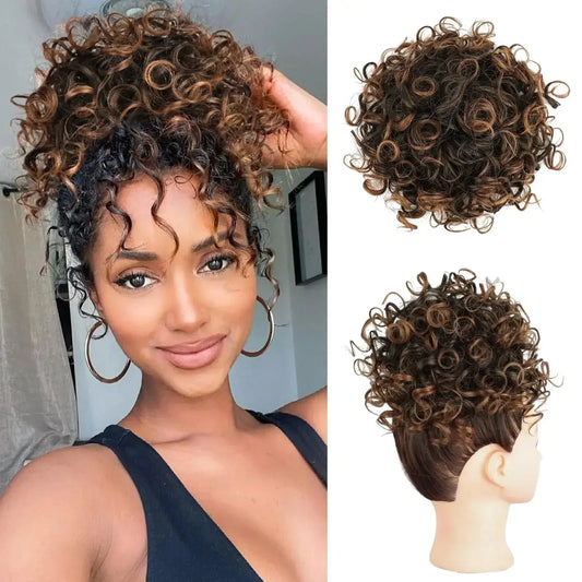 Synthetic Messy Bun Hair Piece For Women Dark Brown - Cindorium